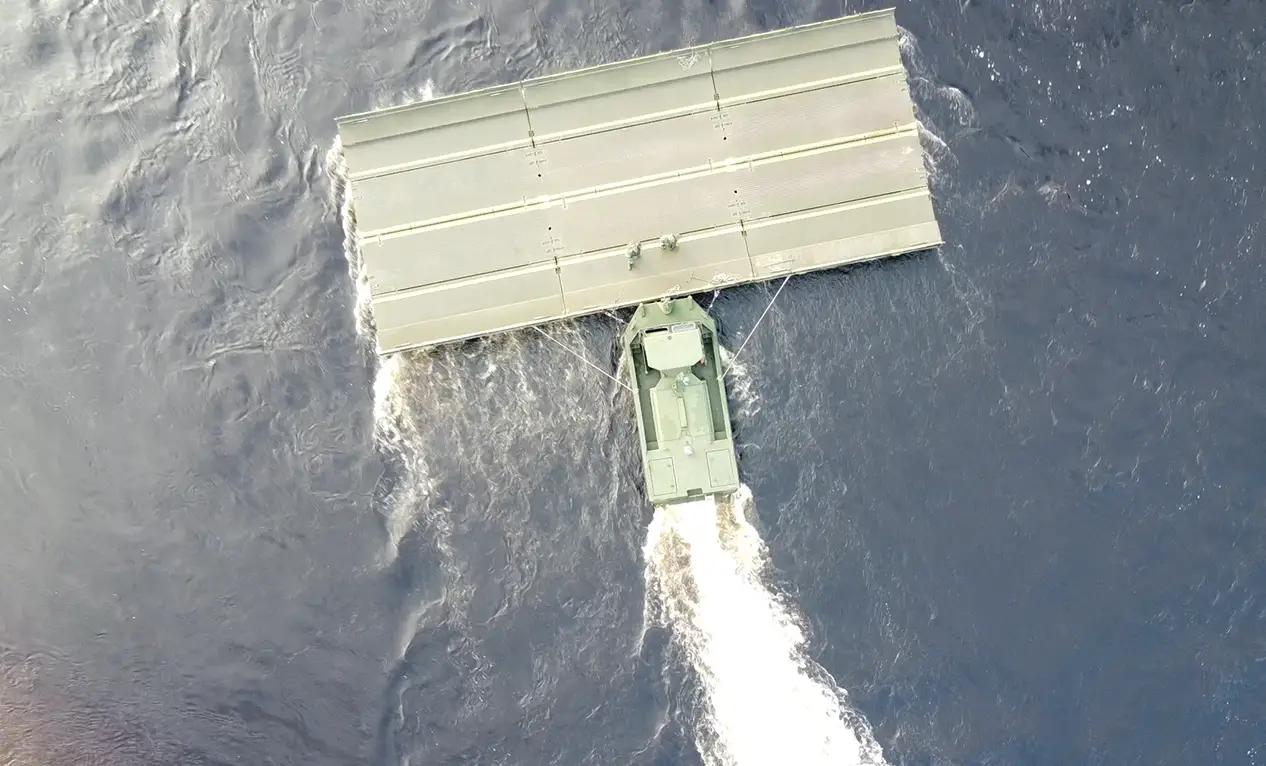 Birdon’s Bridge Erection Boat (BEB) in action